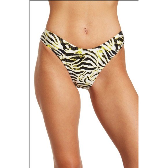 KENDALL + KYLIE O-Ring Cheeky Bikini Bottoms Acid Zebra Large - Picture 1 of 5